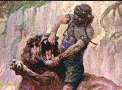 Samson About to Kill a Young Lion.